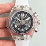 AAA Grade Replica Baselworld Hublot Big Bang Unico Sapphire White Rubber All Transparent Case Timepiece